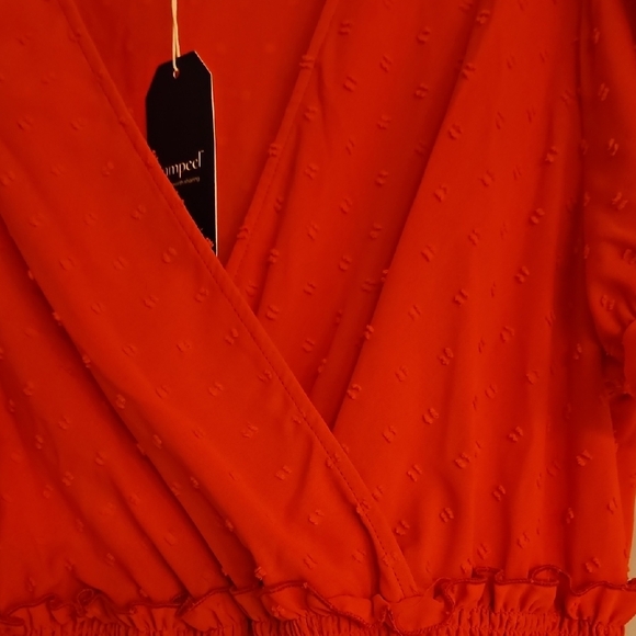 Chic Red Ruffle Sleeve Dress - Picture 7 of 8